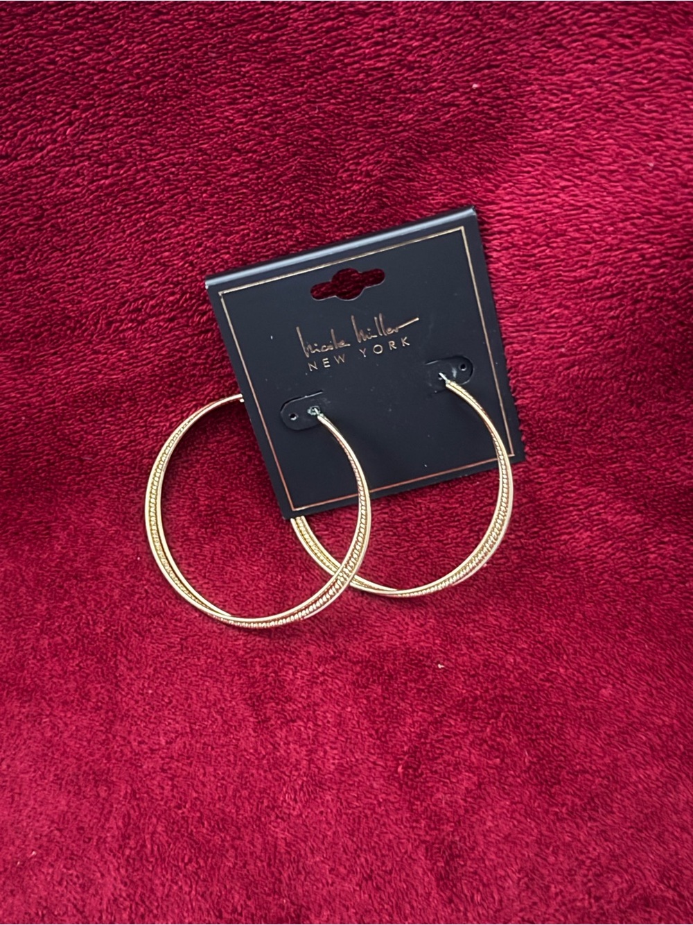 Nicole miller Gold Textured Hoop Earrings - Women Accessories